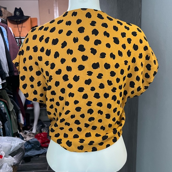 Madewell Orange and Black Polka Dot Tie Top - Picture 4 of 6